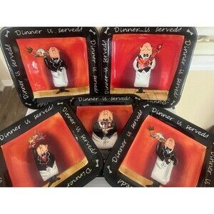 Set of 5 Dinner is Served Salad Plates